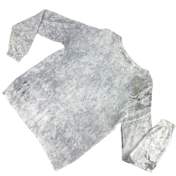sandwich White and Grey Lightweight Patterned Long Sleeve Sweater, XL - Picture 2 of 16